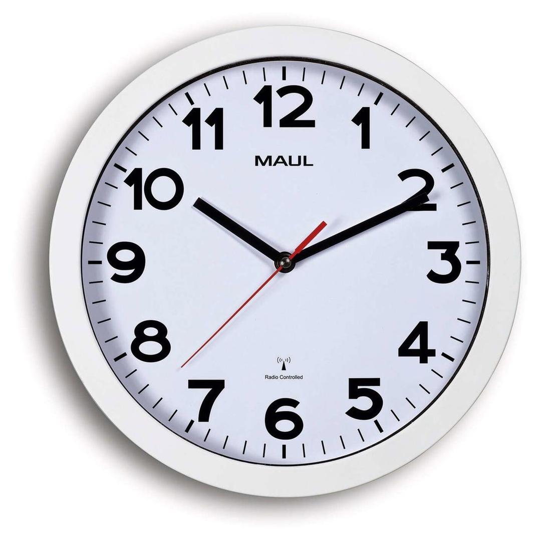 Horloge murale radio-pilotée, Ø 30 cm step 30 radio blanc MAUL - Horloge murale radio-pilotée MAUL step 30 radio blanc, vue d'ensemble