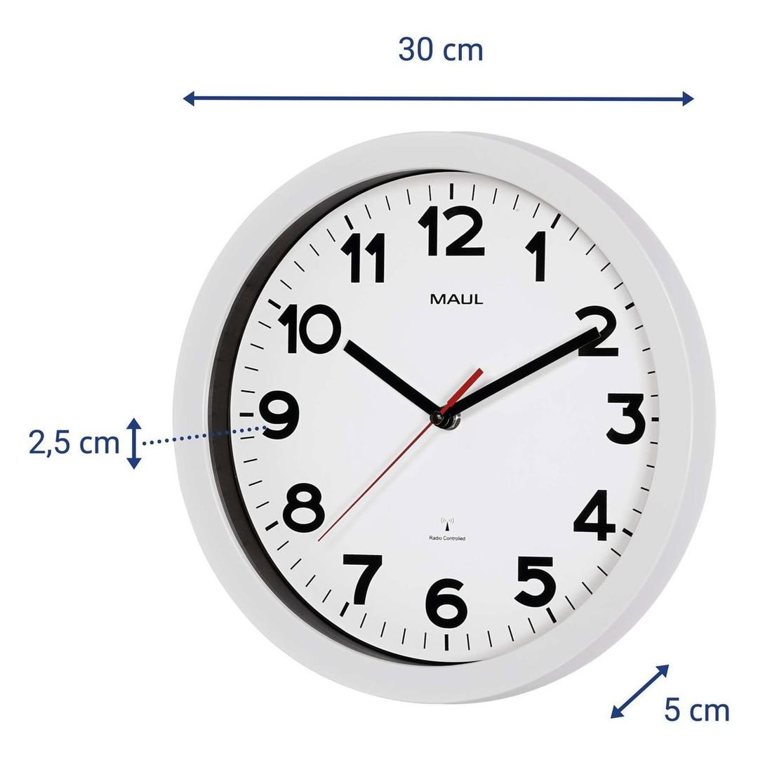 Horloge murale radio-pilotée, Ø 30 cm step 30 radio blanc MAUL - Horloge murale radio-pilotée MAUL step 30 radio blanc, dimensions