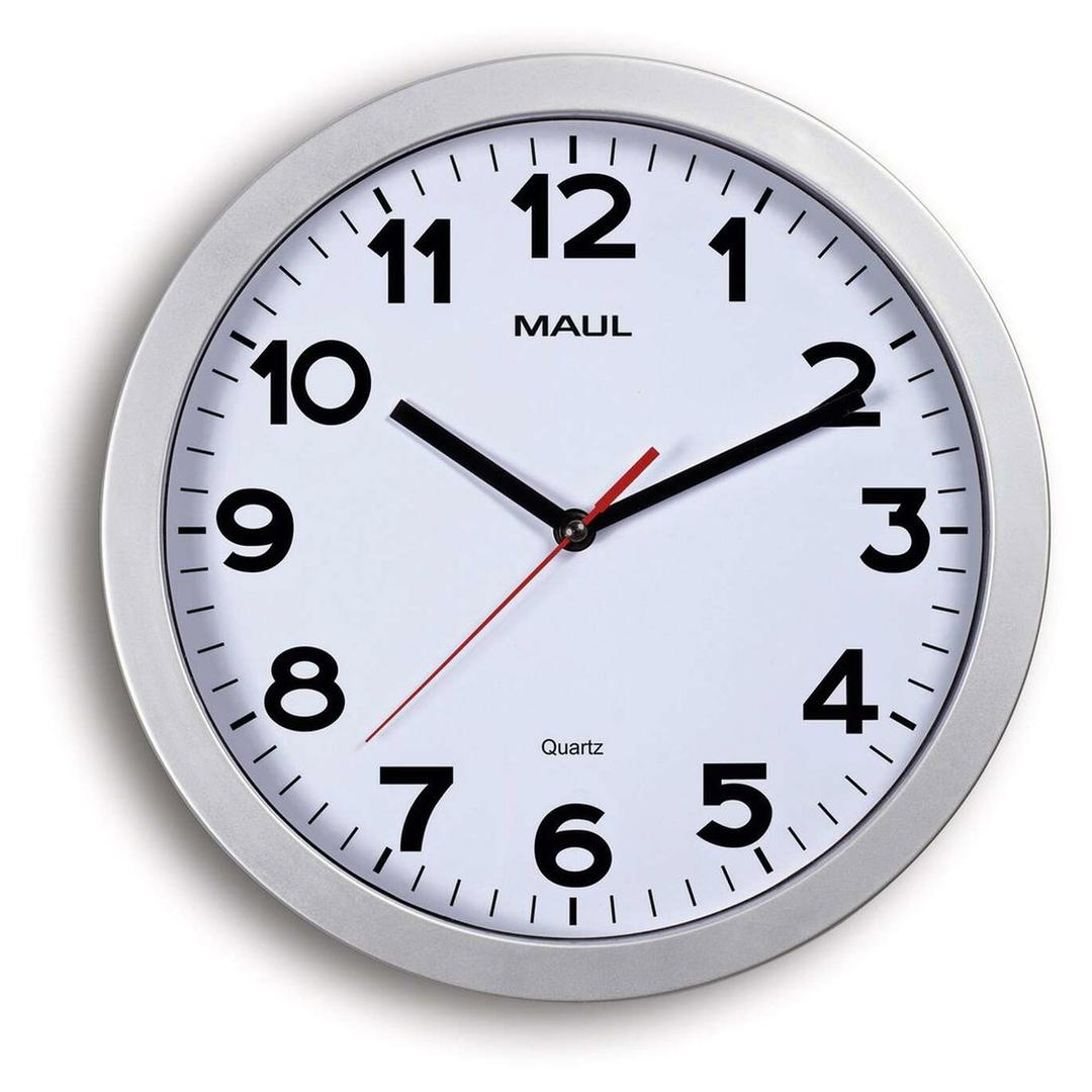 Horloge murale à quartz silencieuse, Ø 30 cm step 30 quartz argent MAUL - Horloge murale à quartz silencieuse MAUL step 30 quartz argent, vue d'ensemble