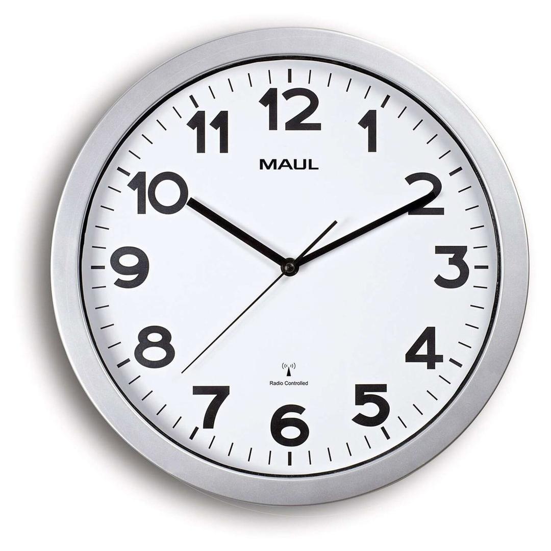 Horloge murale radio-pilotée, Ø 35 cm step 35 argent MAUL - Horloge murale radio-pilotée MAUL step 35 argent, vue d'ensemble