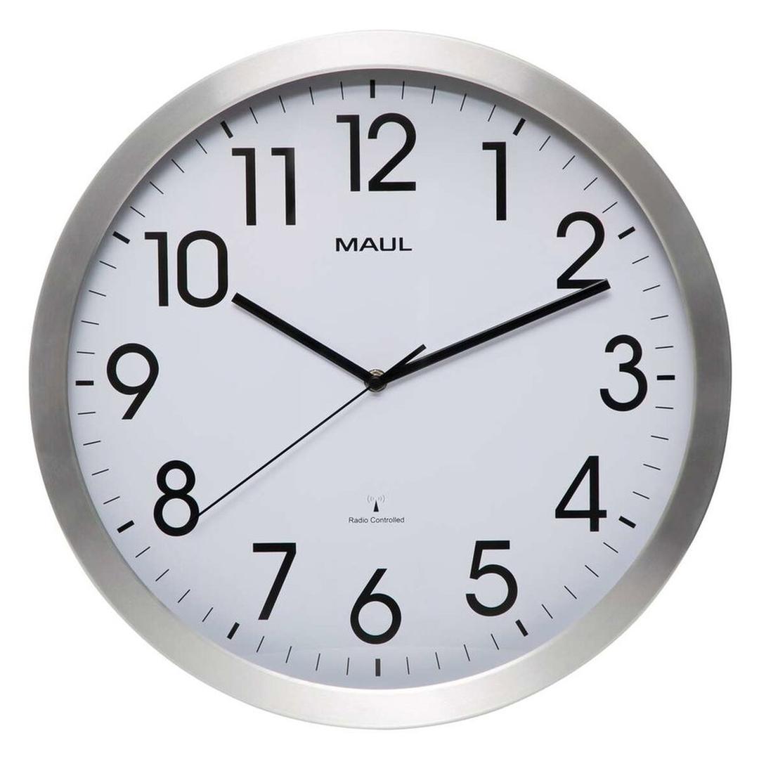 Grande horloge radio-pilotée en aluminium, Ø 40 cm move 40 aluminium MAUL - Grande horloge radio-pilotée en aluminium MAUL move 40 aluminium, vue d'ensemble