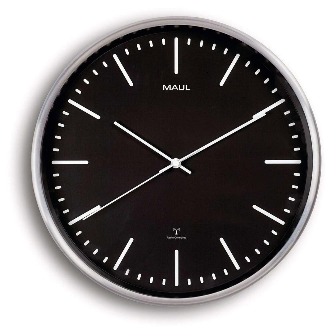 Horloge radio-pilotée en aluminium, Ø 30,5 cm fly cadran noir MAUL - Horloge radio-pilotée en aluminium MAUL fly cadran noir, vue d'ensemble
