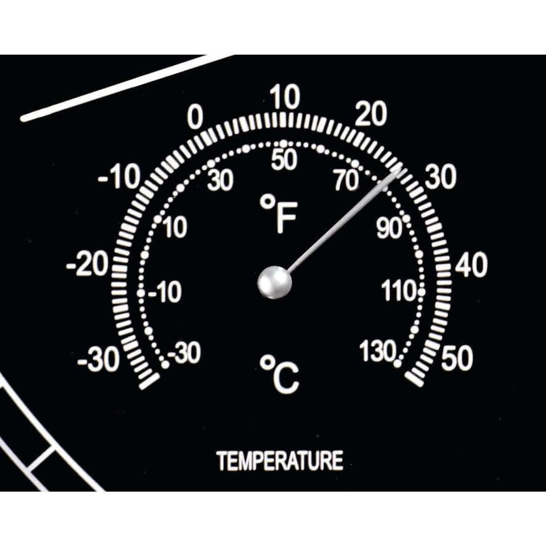 Horloge radio-pilotée, thermomètre et hygromètre drive argent MAUL - Horloge radio-pilotée MAUL drive argent, détail du thermomètre