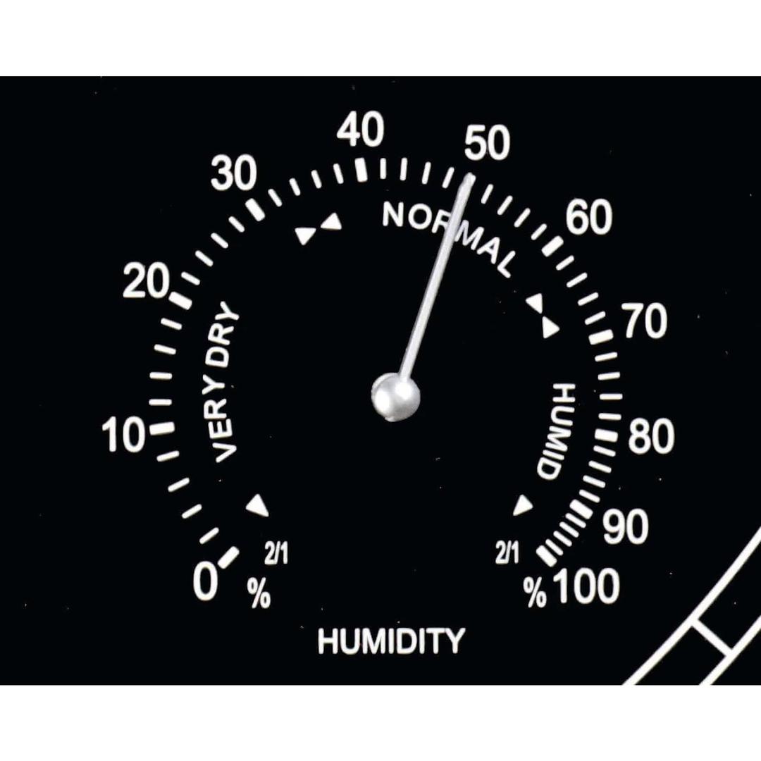 Horloge radio-pilotée, thermomètre et hygromètre drive argent MAUL - Horloge radio-pilotée MAUL drive argent, détail de l'hygromètre