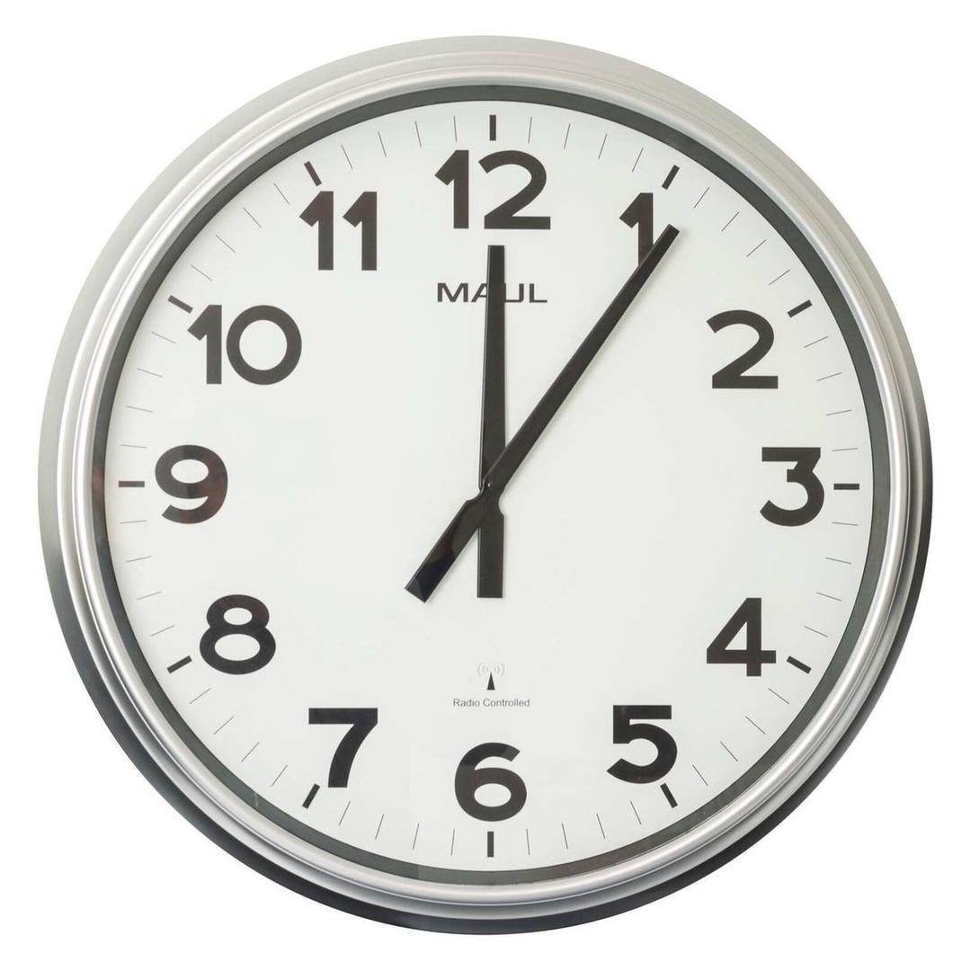 Très grande horloge radio-pilotée, Ø 61 cm ride argent MAUL - Très grande horloge radio-pilotée MAUL ride argent, vue d'ensemble