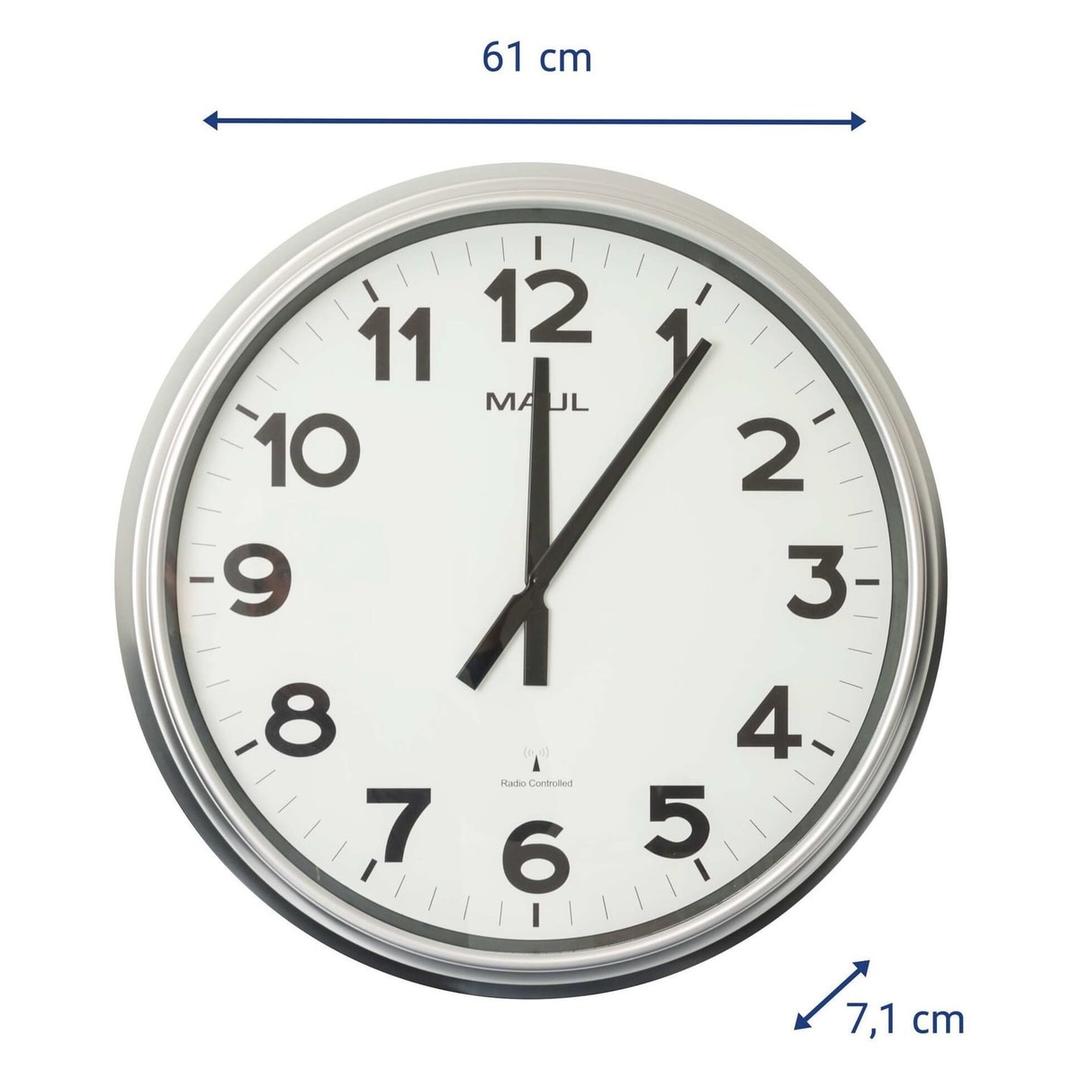 Très grande horloge radio-pilotée, Ø 61 cm ride argent MAUL - Très grande horloge radio-pilotée MAUL ride argent, dimensions
