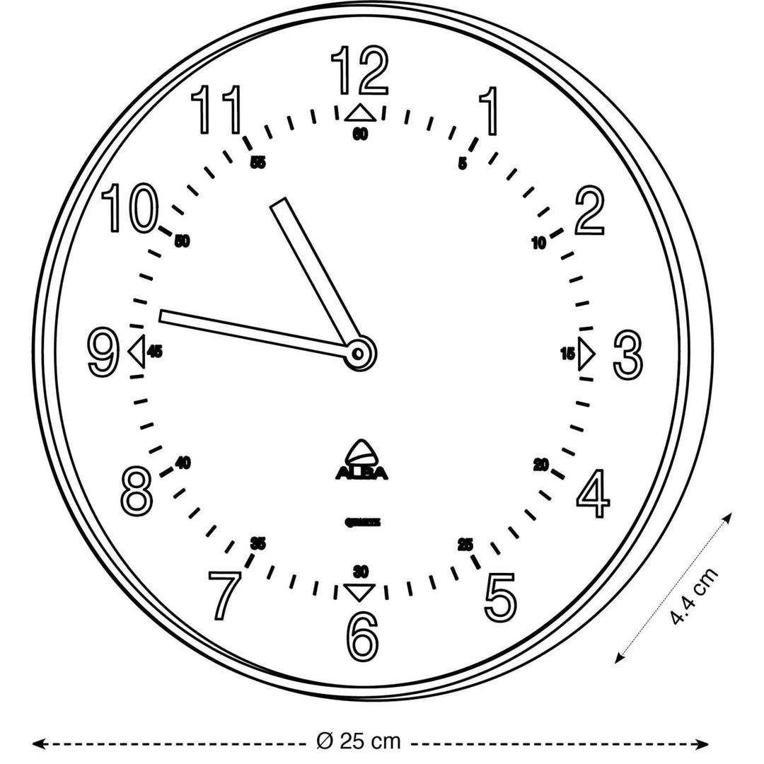 Horloge murale à quartz, Ø 25 cm HORCLAS noir ALBA - Horloge murale à quartz ALBA HORCLAS noir, dimensions