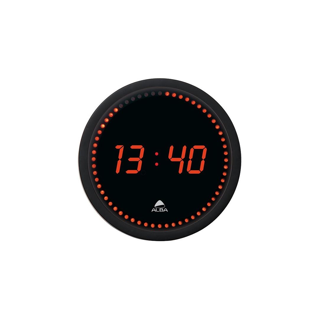 Horloge murale digitale LED, Ø 30 cm HORLED noir ALBA - Horloge murale digitale LED ALBA HORLED noir, vue d'ensemble