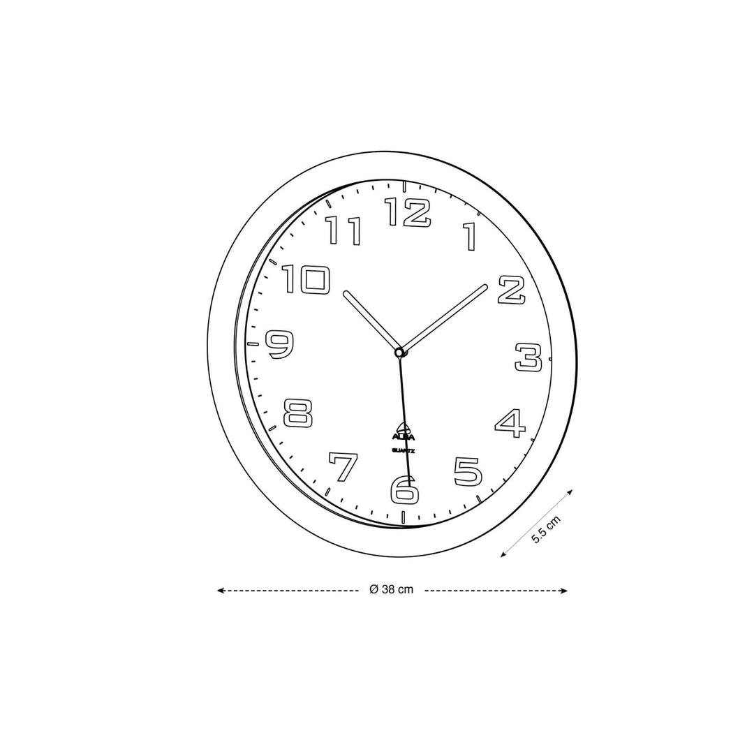 Grande horloge murale silencieuse, Ø 38 cm HORISSIMO argent ALBA - Grande horloge murale silencieuse ALBA HORISSIMO argent, dimensions