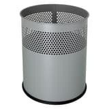 Corbeille à papier, ronde, perforée the dot 15 litres HELIT - Corbeille à papier helit the dot 15 litres gris aluminium, vue d'ensemble