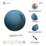 Ballon d'assise, Ø 65 cm ERGOBALL bleu canard ALBA - Ballon d'assise ALBA ERGOBALL bleu canard, fiche du fabricant