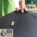 Ballon d'assise, housse zippée Ergo Cosy Ø 65 cm gris LEITZ - Ballon d'assise LEITZ Ergo Cosy Ø 65 cm gris, poignée de transport