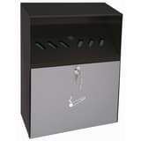Cendrier mural à clé avec toit, 6,8 litres avec toit de protection noir et gris WEDO - Cendrier mural à clé avec toit WEDO avec toit de protection noir et gris, porte fermée
