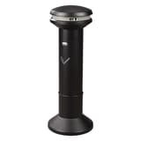 Cendrier sur colonne en inox Infinity grande capacité noir RUBBERMAID - Cendrier sur colonne en inox Rubbermaid Infinity grande capacité noir, vue de trois quarts