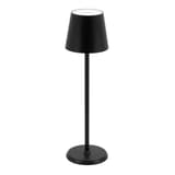 Lampe de table LED sans fil, abat-jour rond FELINE SECURIT - Lampe de table Securit FELINE noire allumée, abat-jour rond et pied fin