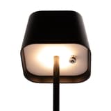 Mini lampe de table LED sans fil, abat-jour carré MALTA SECURIT - Lampe de table Securit MALTA noire allumée, vue de dessous