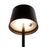 Mini lampe de table LED sans fil, abat-jour rond MONTE-CARLO SECURIT - Lampe de table Securit MONTE-CARLO noire allumée, vue de dessous