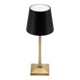 Lampe de table LED sans fil, or et noir ROME SECURIT - Lampe de table Securit ROME allumée, pied doré et abat-jour noir