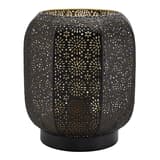 Lanterne LED sans fil, métal ajouré MARRAKECH SECURIT - Lampe de table LED rechargeable Securit MARRAKECH noir et or, vue de face