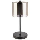 Lampe de table LED sans fil, verre fumé ANTON APS - Lampe de table LED rechargeable APS ANTON noire, vue de face