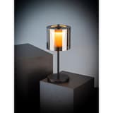 Lampe de table LED sans fil, verre fumé ANTON APS - Lampe de table APS ANTON allumée, abat-jour en verre fumé