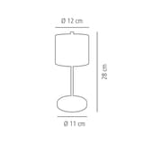 Lampe de table LED sans fil, verre fumé ANTON APS - Schéma coté de la lampe de table APS ANTON : 28 cm de haut