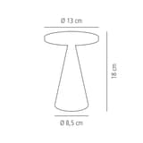 Lampe de table LED sans fil, forme conique CONE APS - Schéma coté de la lampe de table APS CONE : 18 cm de haut