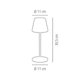 Lampe de table LED sans fil, abat-jour en métal MERLE APS - Schéma coté de la lampe de table APS MERLE : 30,5 cm de haut