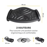 Repose-pieds à bascule, 2 hauteurs Smart Suites Rocker FELLOWES - Repose-pieds Fellowes Smart Suites Rocker, infographie des 2 hauteurs et des dimensions