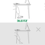 Repose-pieds à bascule réversible, 2 hauteurs Ergo LEITZ - Repose-pieds LEITZ Ergo, dessin de posture correcte et incorrecte