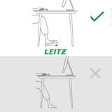 Repose-pieds réglable, 80 % de plastique recyclé Ergo recyclé LEITZ - Repose-pieds LEITZ Ergo recyclé, dessin de posture correcte et incorrecte