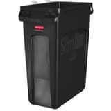 Collecteur de déchets ventilé, 60 ou 87 litres Slim Jim ventilé RUBBERMAID - Collecteur Rubbermaid Slim Jim ventilé 60 litres noir, vue d'ensemble