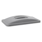 Couvercle à poignée pour collecteur Slim Jim, gris Slim Jim couvercle à poignée RUBBERMAID - Couvercle à poignée gris Rubbermaid Slim Jim, vue de profil