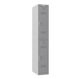 Vestiaire 2 portes en acier, 2 x 121 litres PL1230, serrure à clé PHOENIX - Vestiaire Phoenix PL1230 serrure à clé gris clair, vue de trois quarts