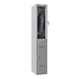 Vestiaire 2 portes en acier, 2 x 121 litres PL1230, serrure à clé PHOENIX - Vestiaire Phoenix PL1230 serrure à clé gris clair, porte ouverte