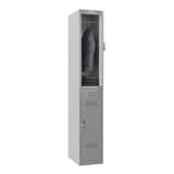 Vestiaire 2 portes en acier, 2 x 121 litres PL1230, serrure électronique PHOENIX - Vestiaire Phoenix PL1230 serrure électronique gris clair, porte ouverte