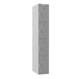 Casier 4 portes en acier, 4 x 60,5 litres PL1430, serrure à clé PHOENIX - Casier Phoenix PL1430 serrure à clé gris clair, vue de trois quarts