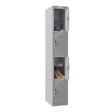 Casier 4 portes en acier, 4 x 60,5 litres PL1430, serrure électronique PHOENIX - Casier Phoenix PL1430 serrure électronique gris clair, porte ouverte