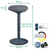 Tabouret assis-debout Ergo Active assis-debout gris foncé LEITZ - Tabouret assis-debout LEITZ Ergo Active assis-debout gris foncé, dimensions