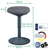 Tabouret actif Ergo Active gris foncé LEITZ - Tabouret actif LEITZ Ergo Active gris foncé, dimensions