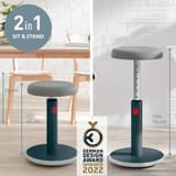 Tabouret assis-debout Ergo Cosy assis-debout 2 en 1 gris LEITZ - Tabouret assis-debout LEITZ Ergo Cosy assis-debout 2 en 1 gris, deux usages