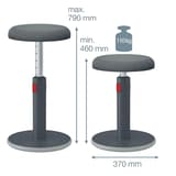 Tabouret assis-debout Ergo Cosy assis-debout 2 en 1 gris LEITZ - Tabouret assis-debout LEITZ Ergo Cosy assis-debout 2 en 1 gris, dimensions et charge