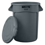 Couvercle pour collecteur BRUTE 121,1 litres BRUTE couvercle 121,1 litres RUBBERMAID - Couvercle gris Rubbermaid BRUTE 121,1 litres, couvercle ouvert sur un collecteur BRUTE