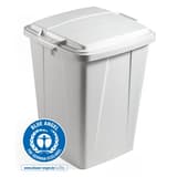 Poubelle de tri carrée en plastique recyclé, 90 litres DURABIN ECO 90 DURABLE - Poubelle DURABLE DURABIN ECO 90 litres gris, avec un couvercle de couleur, vendu à part