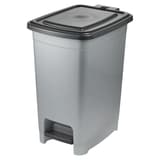 Poubelle à pédale en plastique, 40 litres Poubelle à pédale olaf 40 litres KEEEPER - Poubelle à pédale keeeper olaf 40 litres argent, vue de face