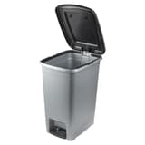 Poubelle à pédale en plastique, 40 litres Poubelle à pédale olaf 40 litres KEEEPER - Poubelle à pédale keeeper olaf 40 litres argent, couvercle ouvert
