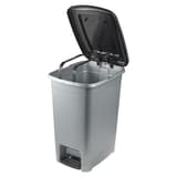 Poubelle à pédale en plastique, 40 litres Poubelle à pédale olaf 40 litres KEEEPER - Poubelle à pédale keeeper olaf 40 litres argent, couvercle ouvert de trois quarts