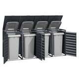 Abri pour quatre poubelles, bacs jusqu'à 240 litres GB4426 PHOENIX - Abri pour quatre poubelles Phoenix GB4426 anthracite, portes et couvercles ouverts, avec les bacs
