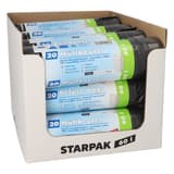 Rouleau de 20 sacs en PEBD Sacs poubelle à liens coulissants 60 litres, gris STARPAK - Présentoir carton de rouleaux de sacs poubelle STARPAK 60 litres gris