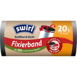 Rouleau de 15 sacs en plastique recyclé Sacs poubelle à bande de fixation 20 litres, noirs SWIRL - Rouleau de 15 sacs en plastique recyclé, sacs poubelle swirl 20 litres noirs